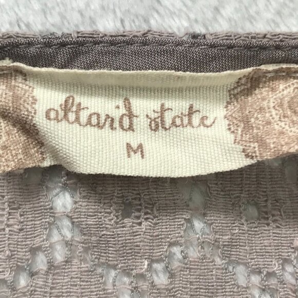 Altar'd State Embroidered Tunic Top Women's Medium 100% Rayon Lace Accents Blue - Picture 7 of 12